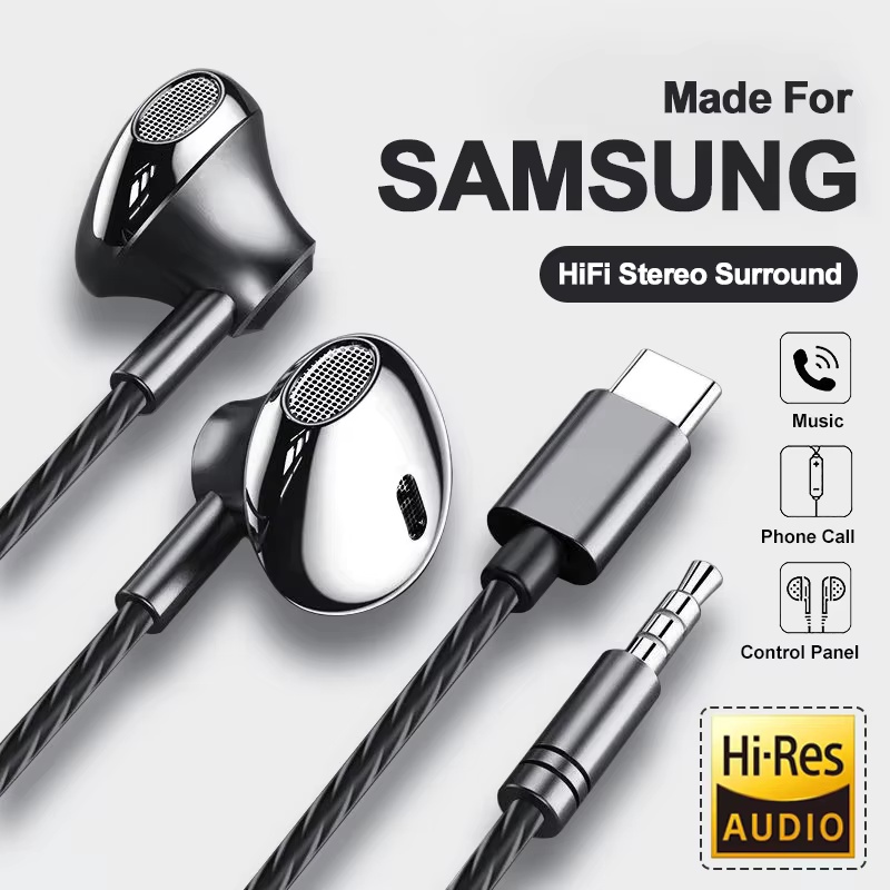 Type C Wired Earphones With Mic - Słuchawki przewodowe do karaoke z wtyczką